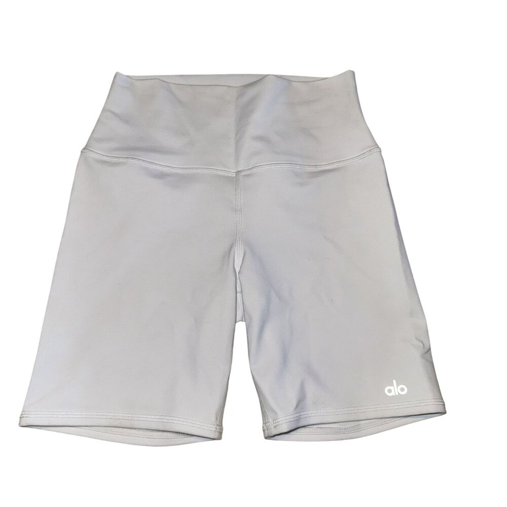 ALO Yoga White High Rise Stretch Biker Shorts Women's Small S